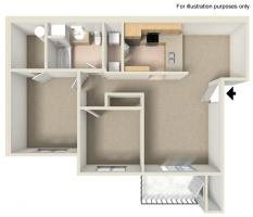 GoGo West 2 Bedroom 1 Bath Floor Plan GoGo West 2 Bedroom 1 Bath Floor Plan